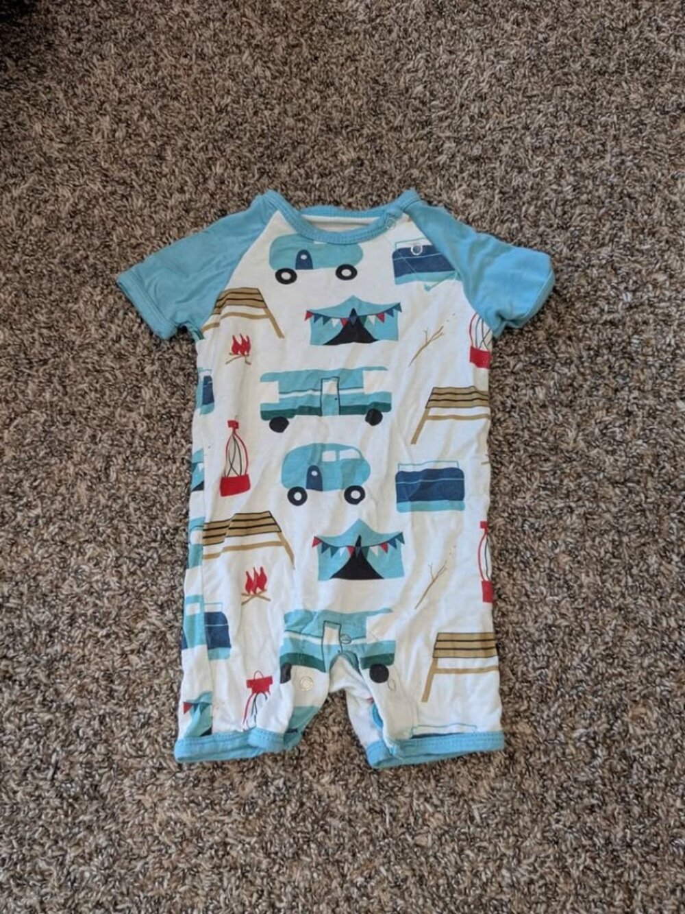 Kickee Pants Boys Bamboo Camping Romper Size 0-3 Months